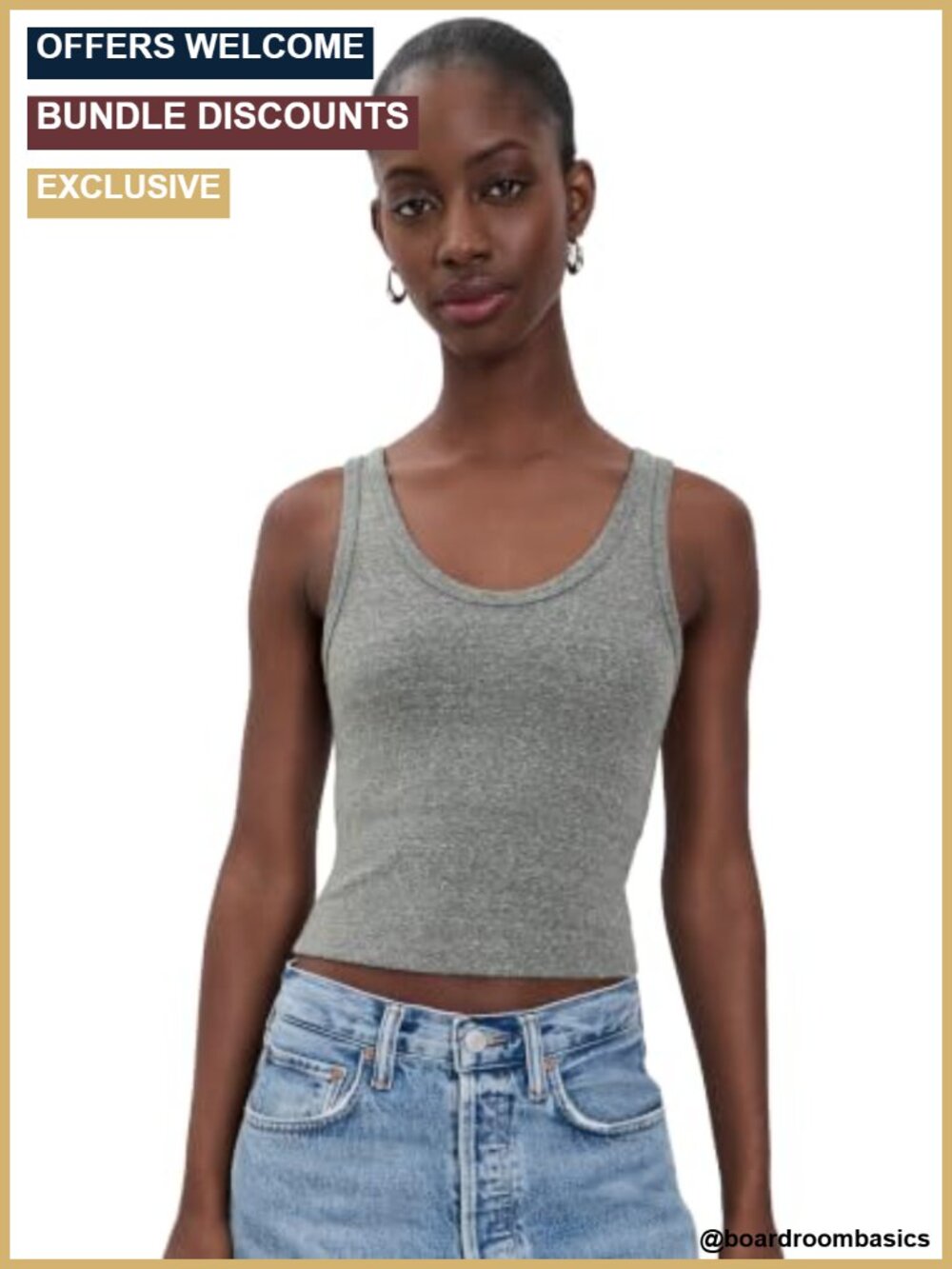 Structured Rib Bra Friendly Tank Top Sleeveless Scoop Neck Pull On